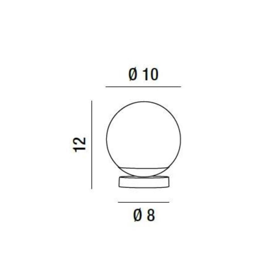 Lumetto moderno con base in metallo e sfera in vetro bianco art MAGA LUME Ø10 8066