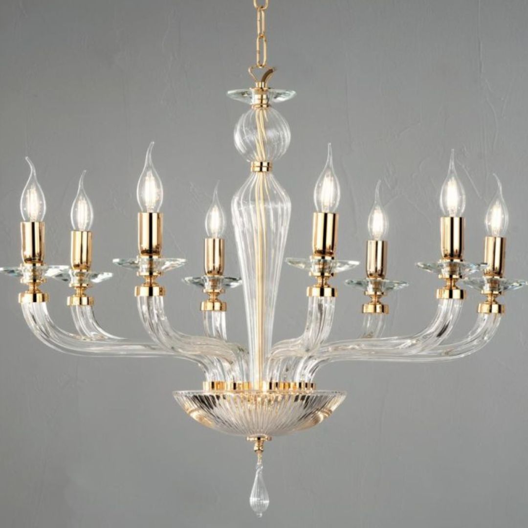 Lampadario 8 luci in vetro vari colori art VILLA/S8