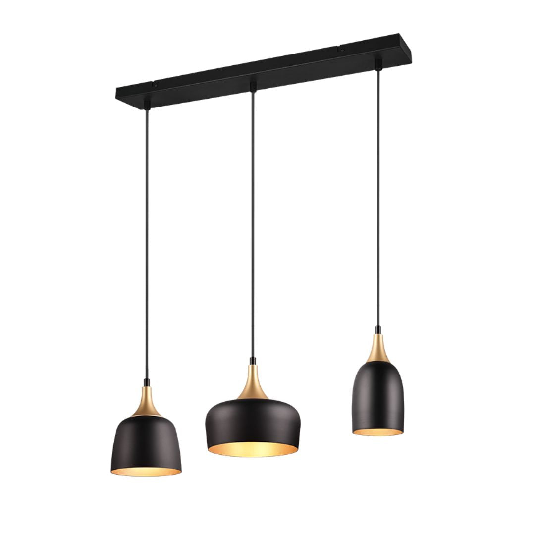 Sospensione in metallo nero e oro da 3 luci o da 6 luci - E14 led art CHIARAZ