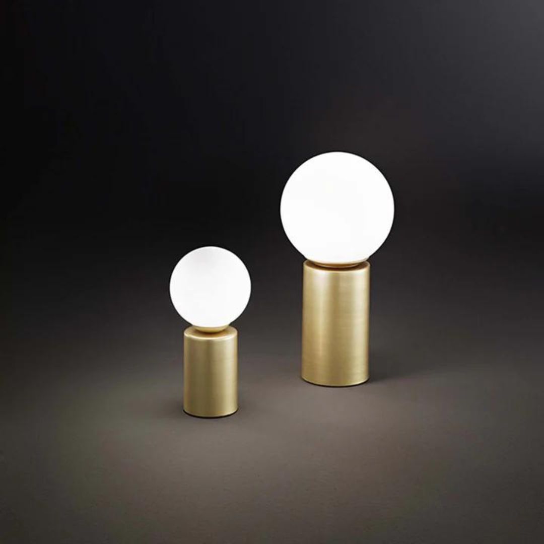 Lume in metallo con base oro e sferetta in vetro bianco 2 misure di grandezza art BIRILLO 6762-6764