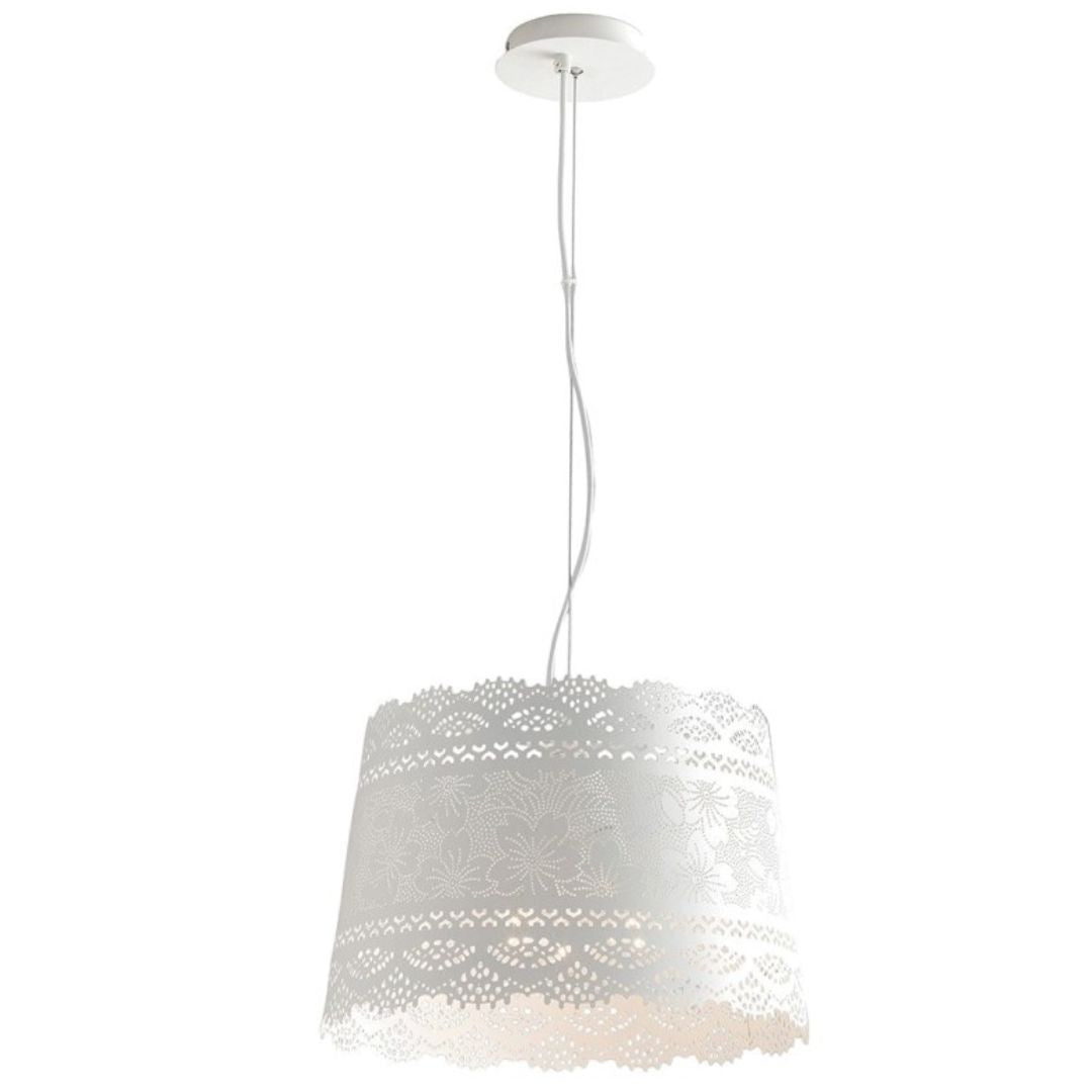 Sospensione in metallo bianco opaco Ø40 cm art CLUNY