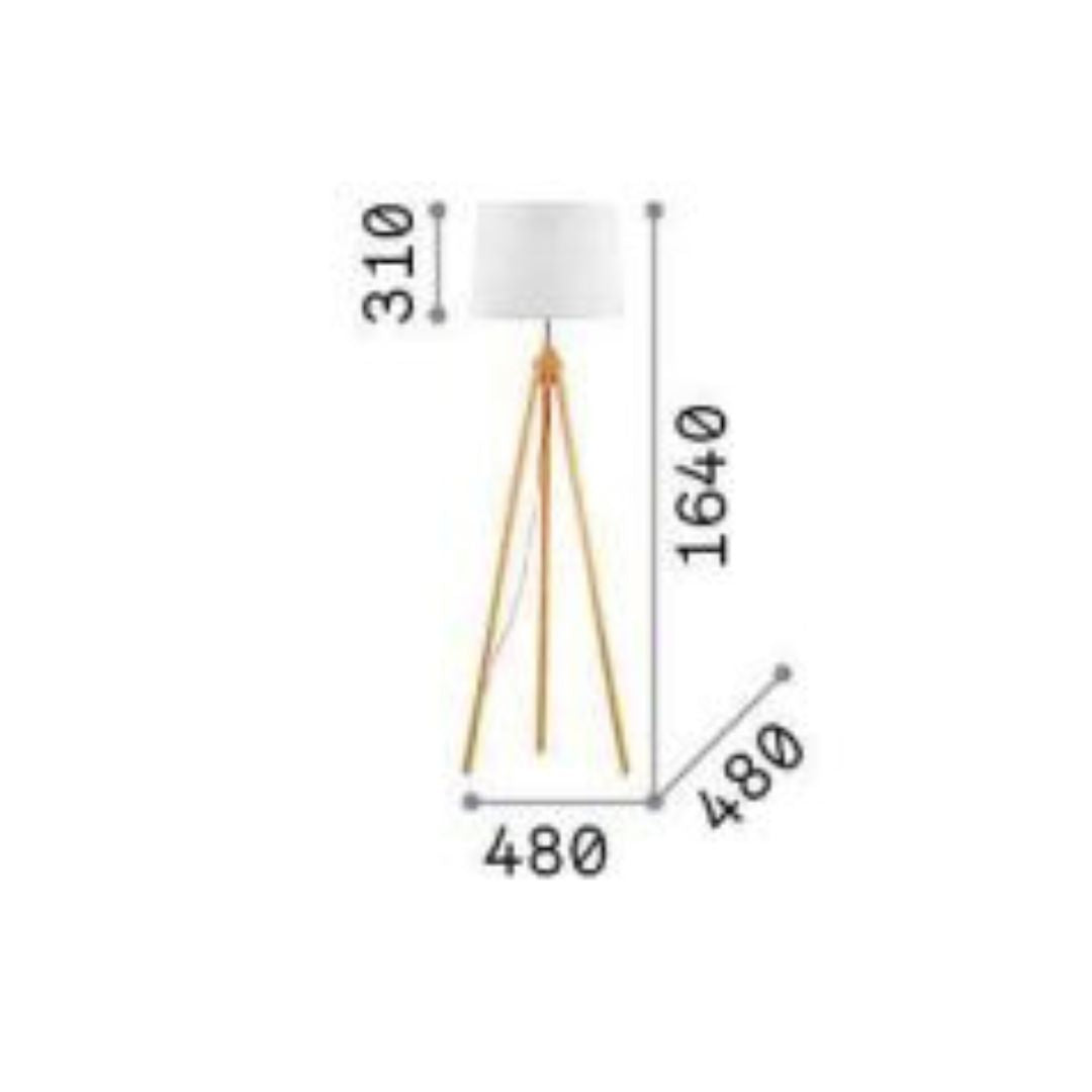 Lampada da terra in legno con paralume art. YORK