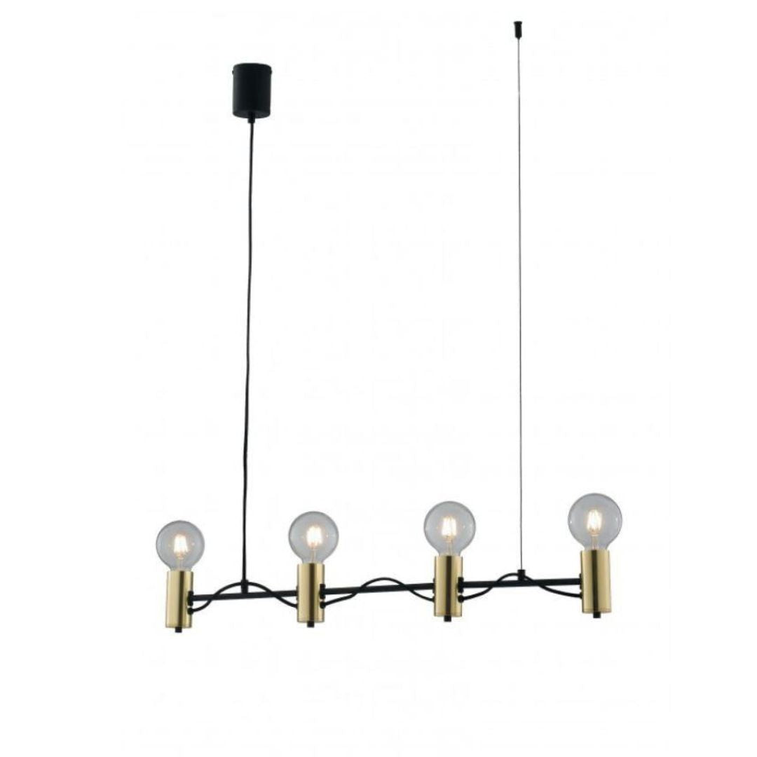 Sospensione lineare 4 luci nero e oro stile industrial minimal art AXON S4