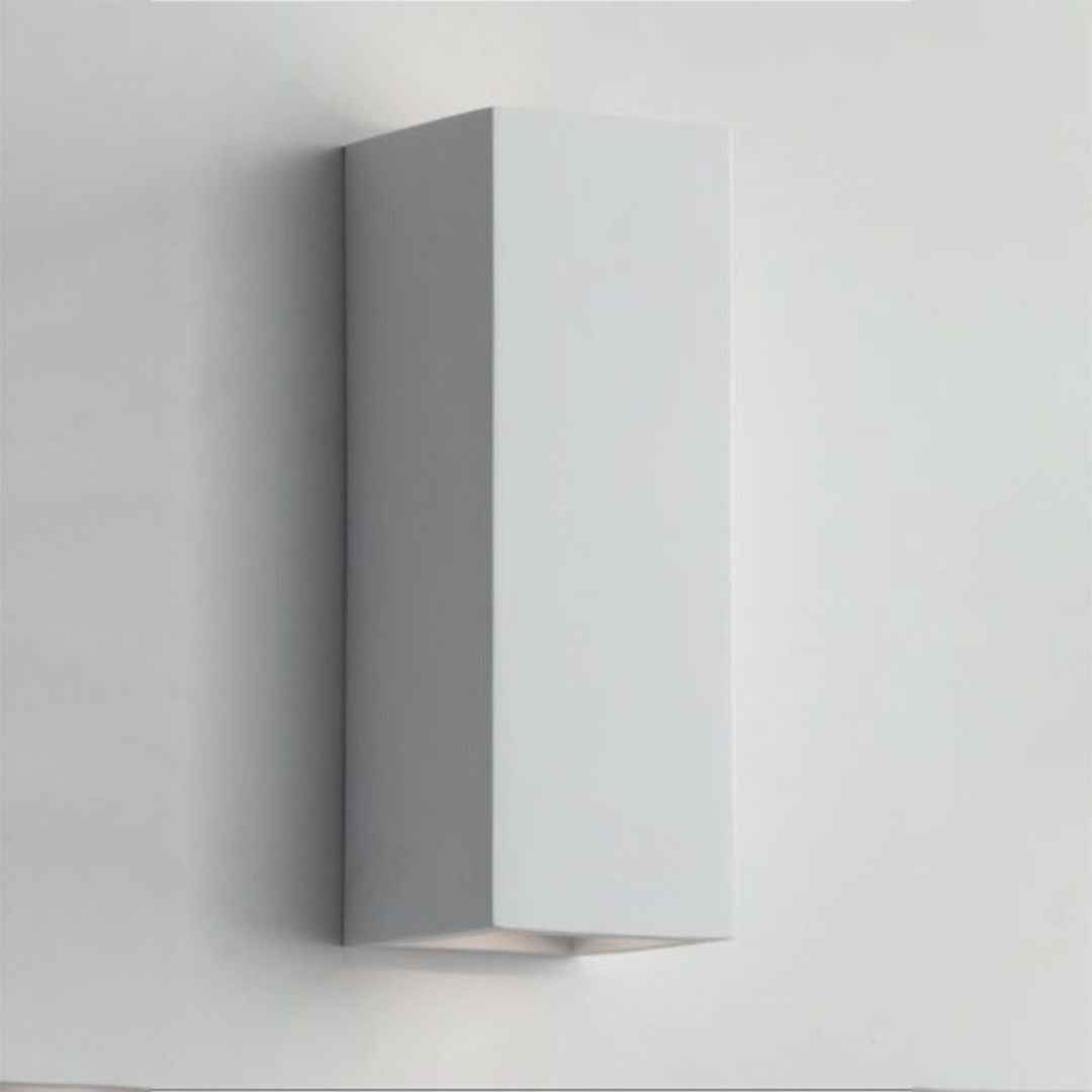 Applique in gesso squadrata bianca verniciabile biemissione 2xGU10 art FOSTER AP