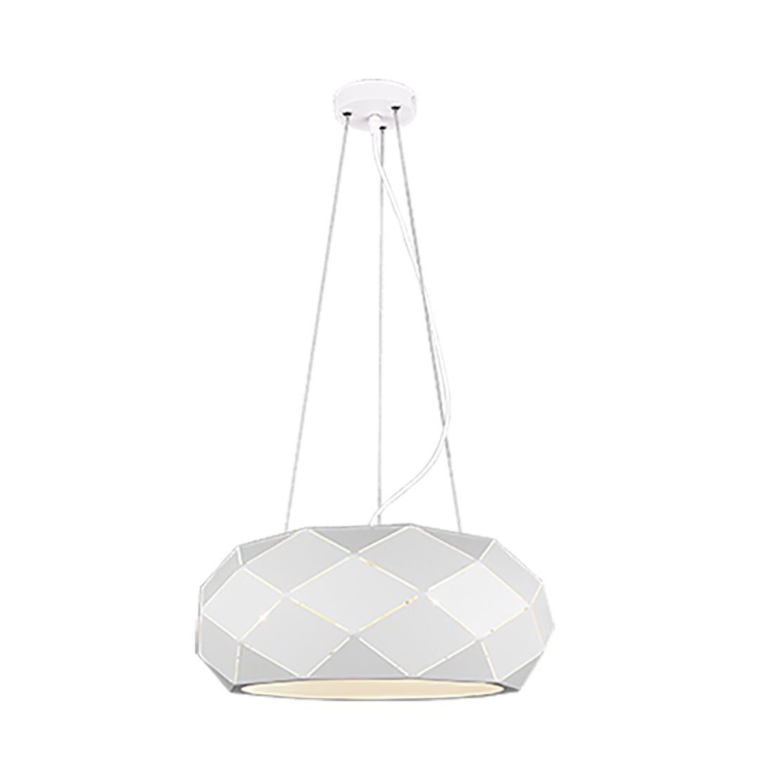 Sospensione in metallo Ø50cm bianco o nero, diffusore in acrilico, 3xE27 art ZANDOR