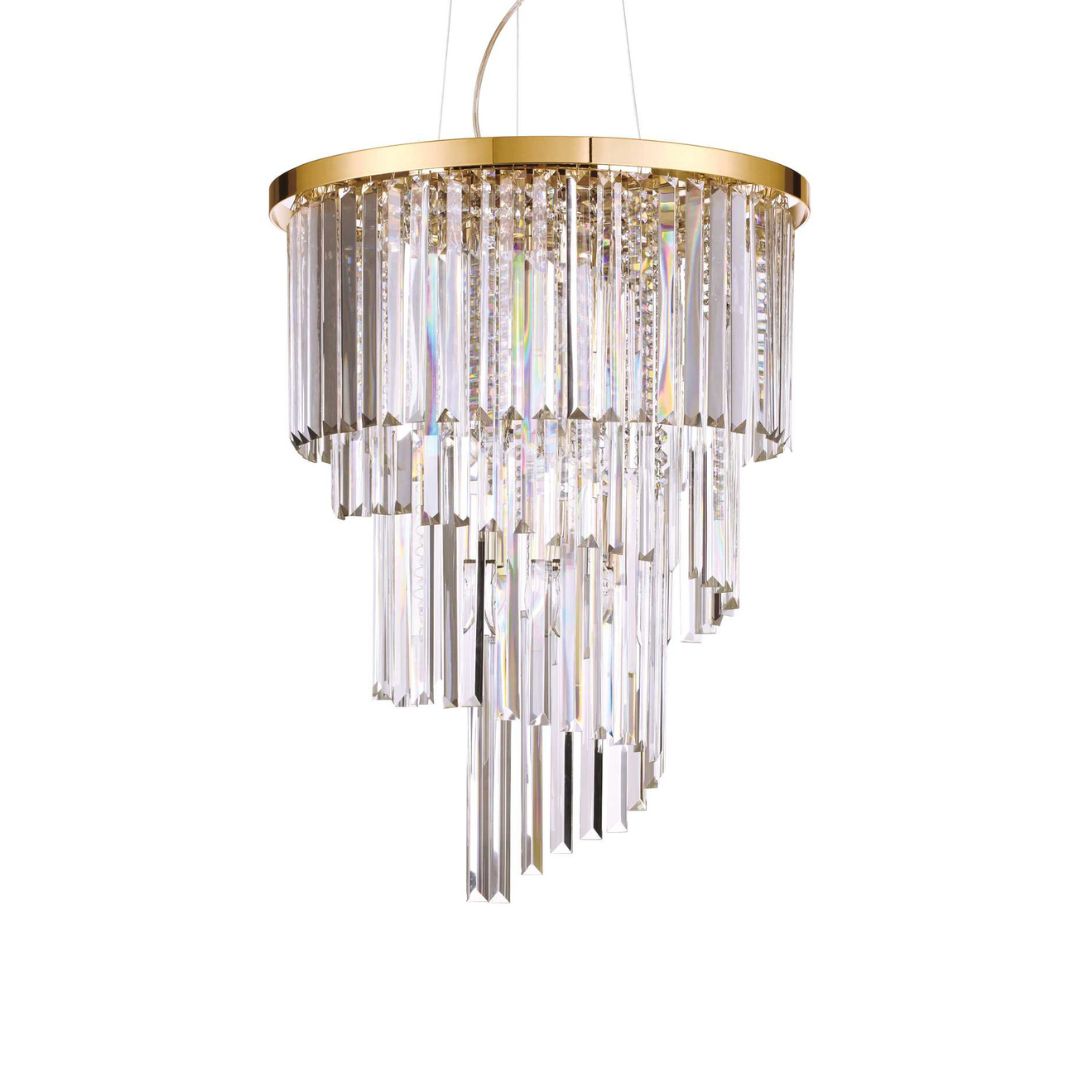 Sospensione in cristallo trasparente con montatura cromo o oro art CARLTON Sosp