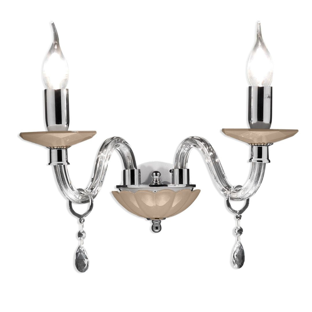 Applique 2 luci in cristallo 4 colorazioni: bianco, fumè, tortora e ottanio art LIVIA/AP2