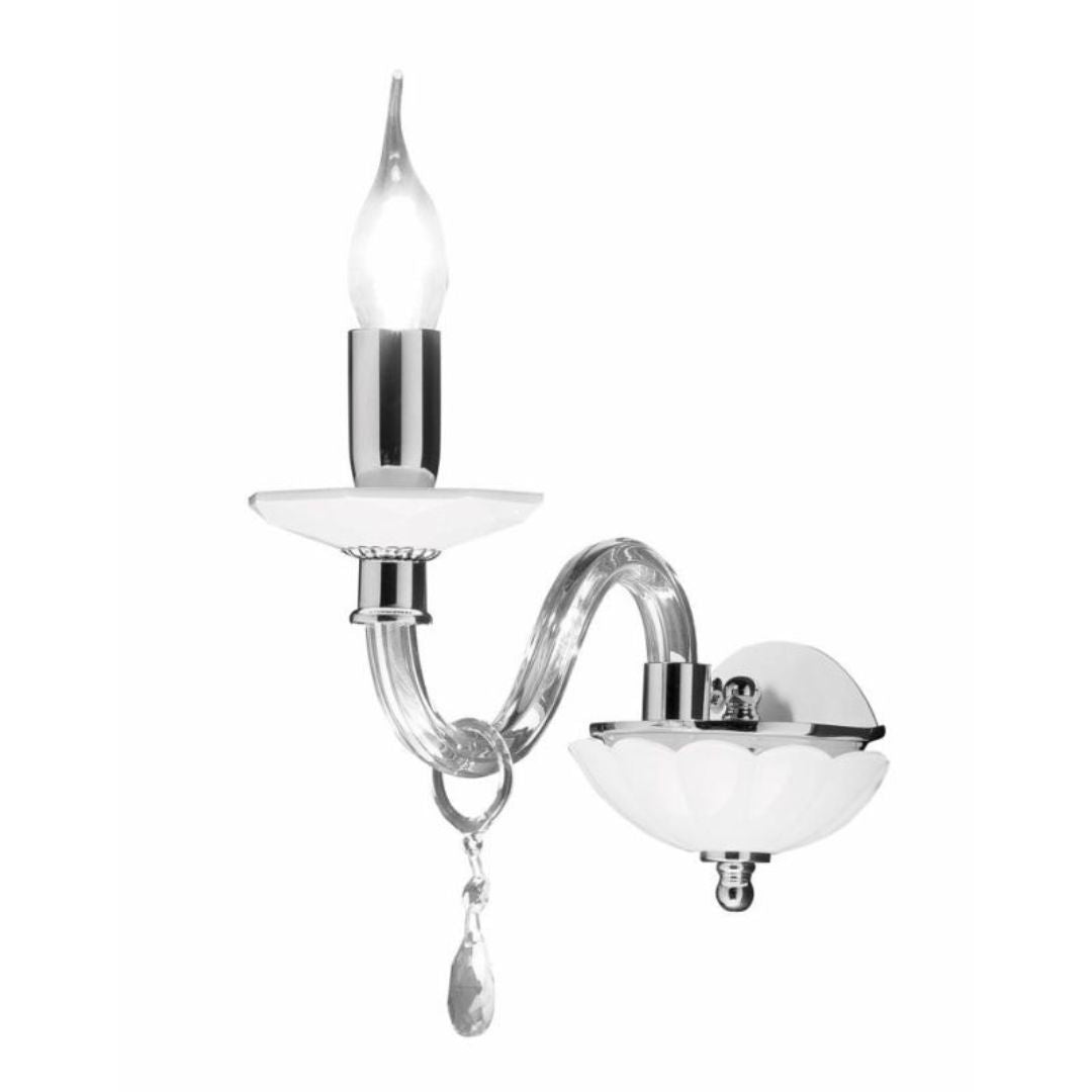 Applique una luce in cristallo 4 colorazioni: bianco, fumè, tortora e ottanio art LIVIA/AP1