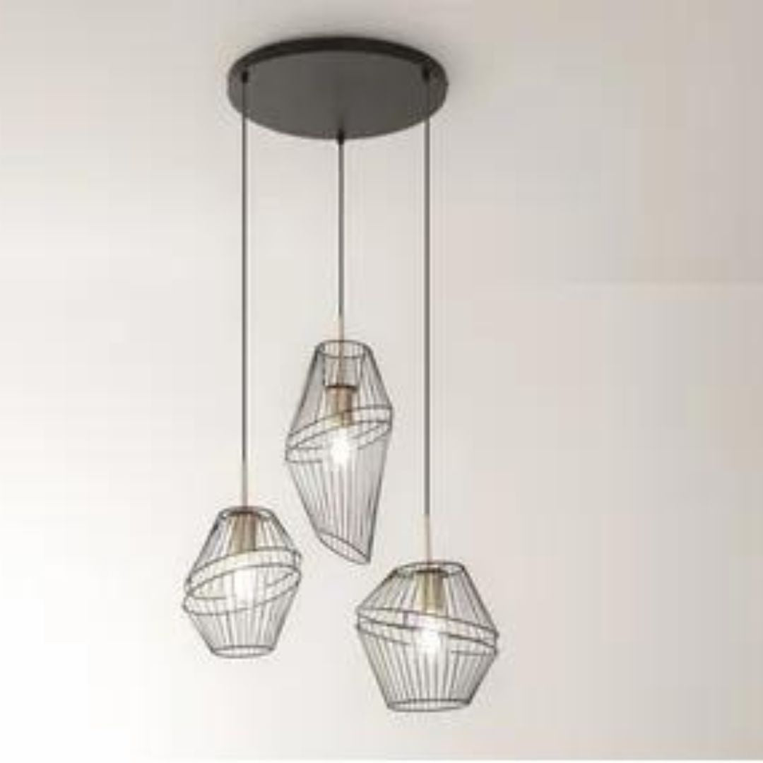 Sospensione industrial su piastra tonda o su cavi per decentramento art KIKO-S3 e KIKO-S6