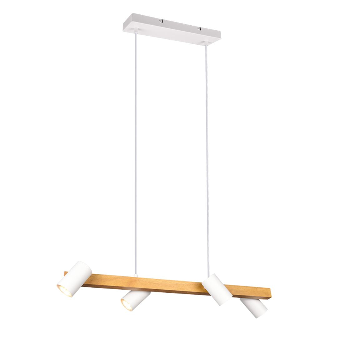 Sospensione lineare in legno e metallo con spot GU10 orientabili art MARLEY