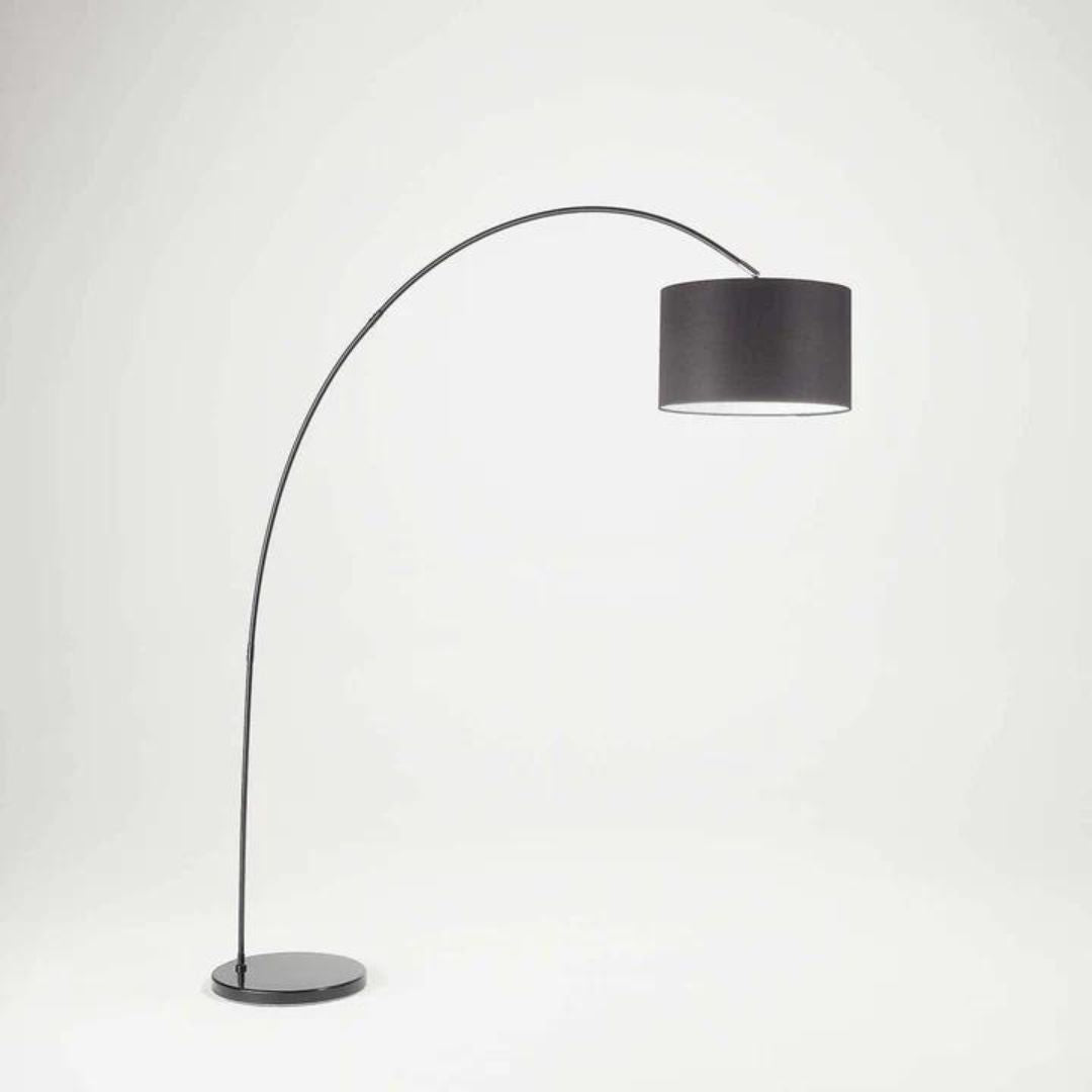 Lampada da terra ad arco con paralume in tessuto 1 luce E27 bianco e nero CALLISTO 6304