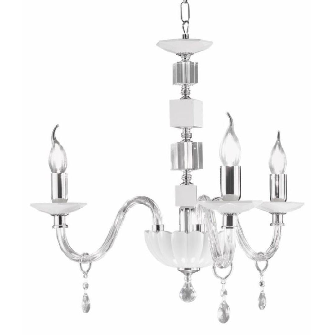 Lampadario in cristallo 3 luci 4 colorazioni bianco, fumè, tortora e ottanio art LIVIA/S3