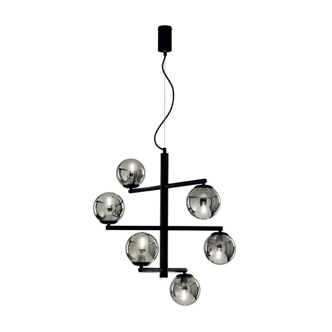 Lampadario moderno sfere in vetro 6 luci sfalsato in 3 colori art GIZAH