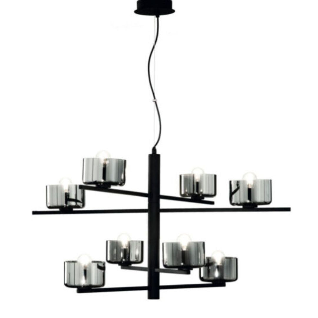 Sospensione 8 luci in metallo con diffusori in vetro art FIGARO/S8