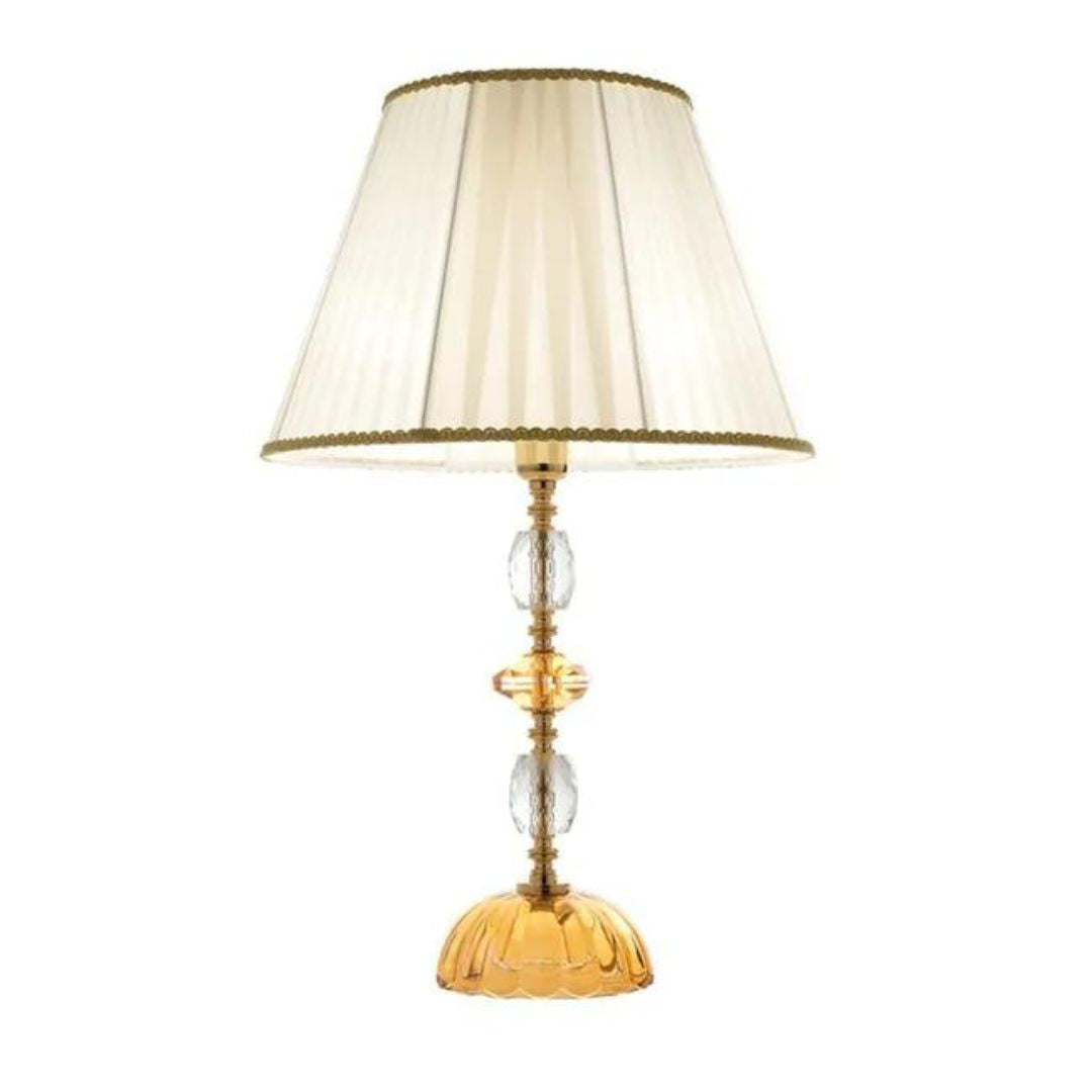 Lume grande in cristallo ambra e trasparente parti metalliche oro art PATRICIA/LG