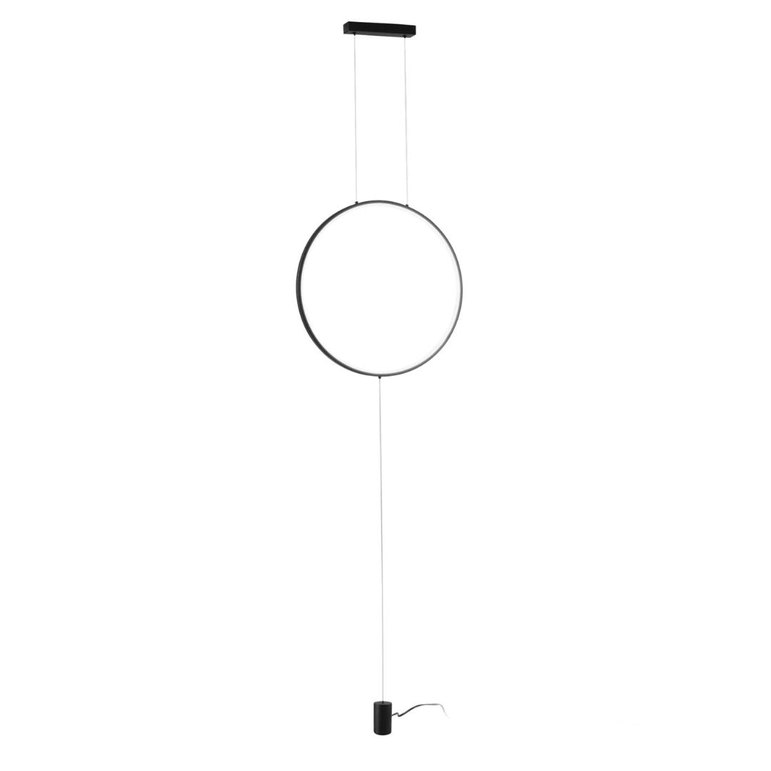 Lampada da terra con anello led su cavi tiranti 2 colori bianco o nero art PORTAL-PT