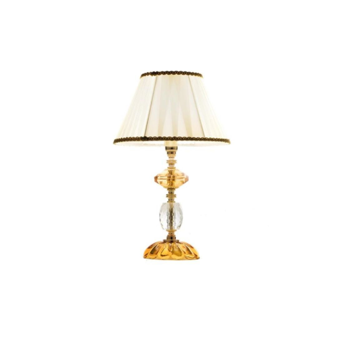 Lume piccolo in cristallo ambra e trasparente parti metalliche oro art PATRICIA/LP