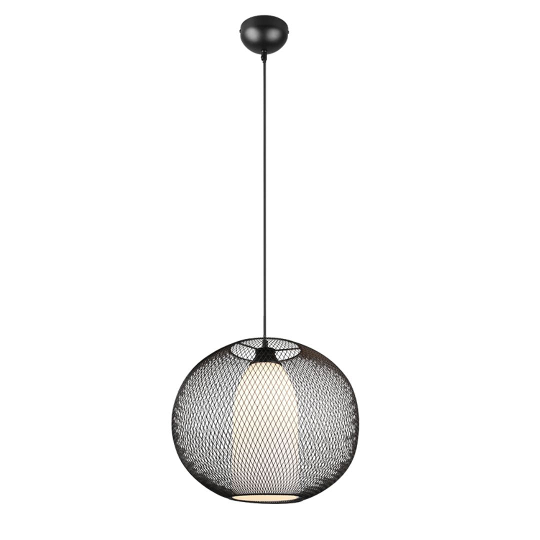 Sospensione sfera Ø40cm in metallo retinato nero con vetro interno bianco - 1xE27 art. FILO