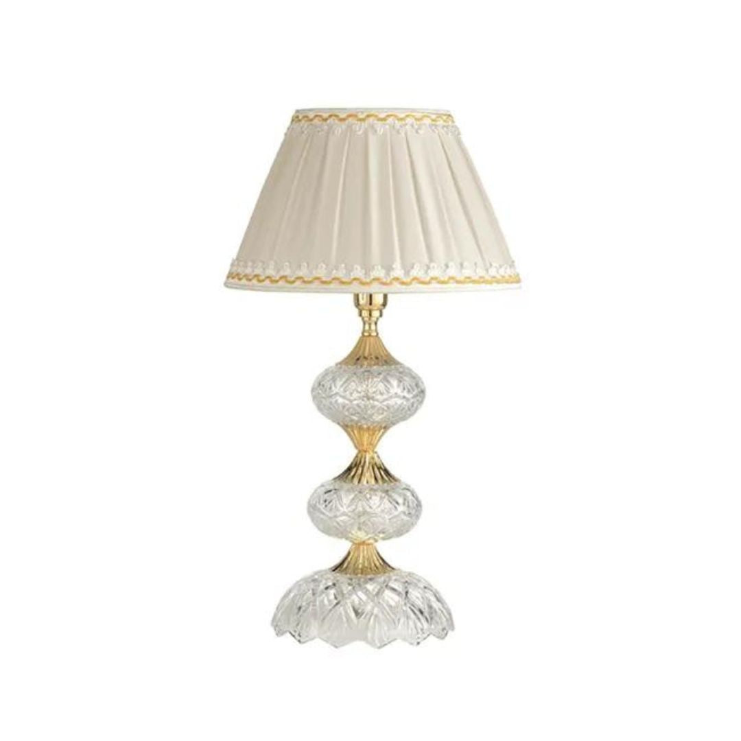 Lume in cristallo trasparente con parti metalliche oro o cromo con paralume art DALLAS/LP con paralume