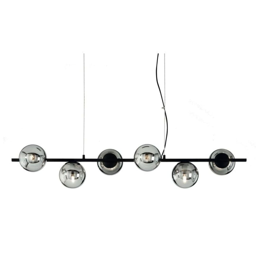 Sospensione lineare in metallo con 6 sferette in vetro art MONILE/S6