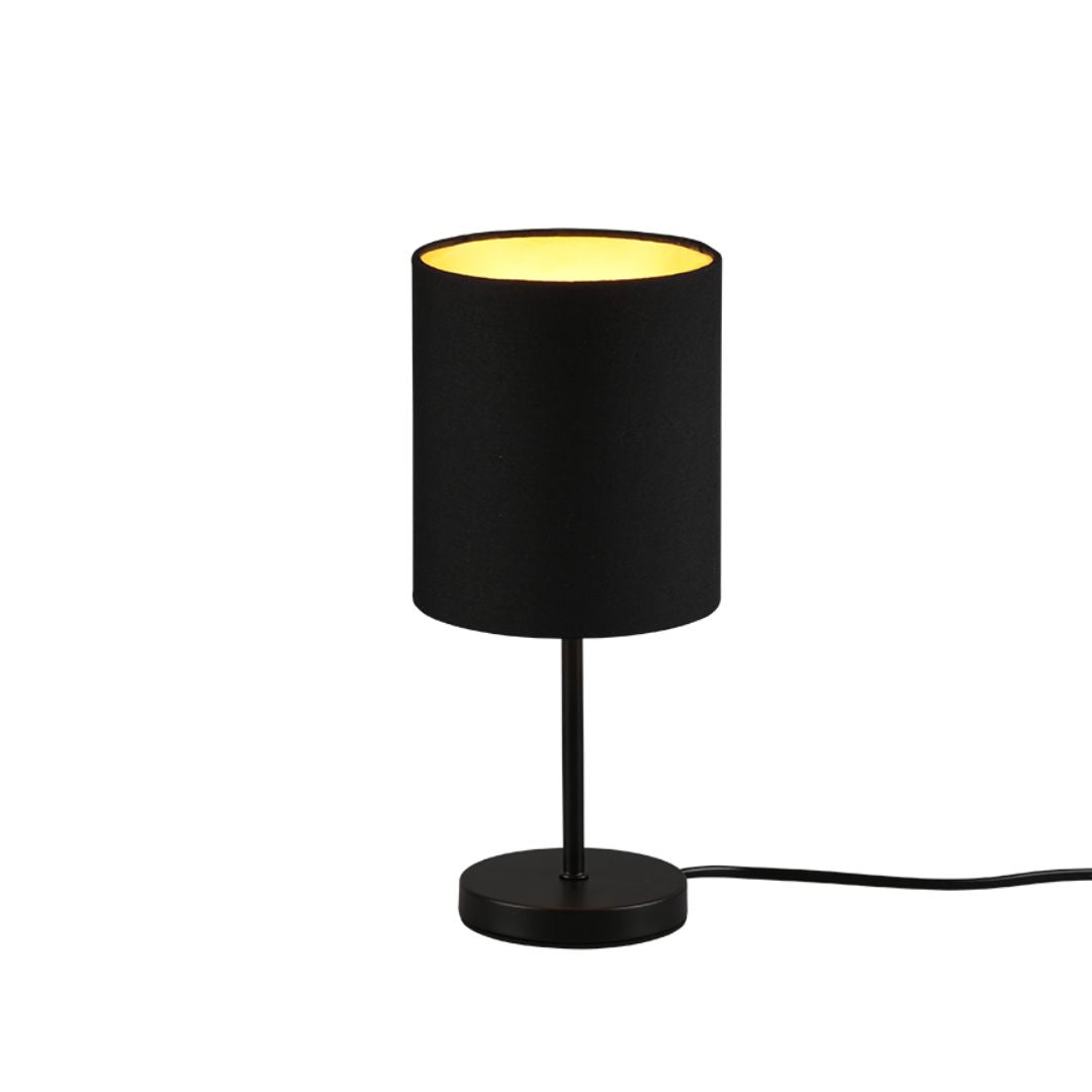 Lume da comodino nero o cromo con paralume in tessuto art JERRY