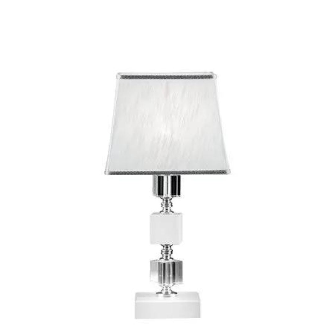 Lume in cristallo piccolo con paralume, 4 colorazioni: bianco, fumè, tortora e ottanio art LIVIA/LP