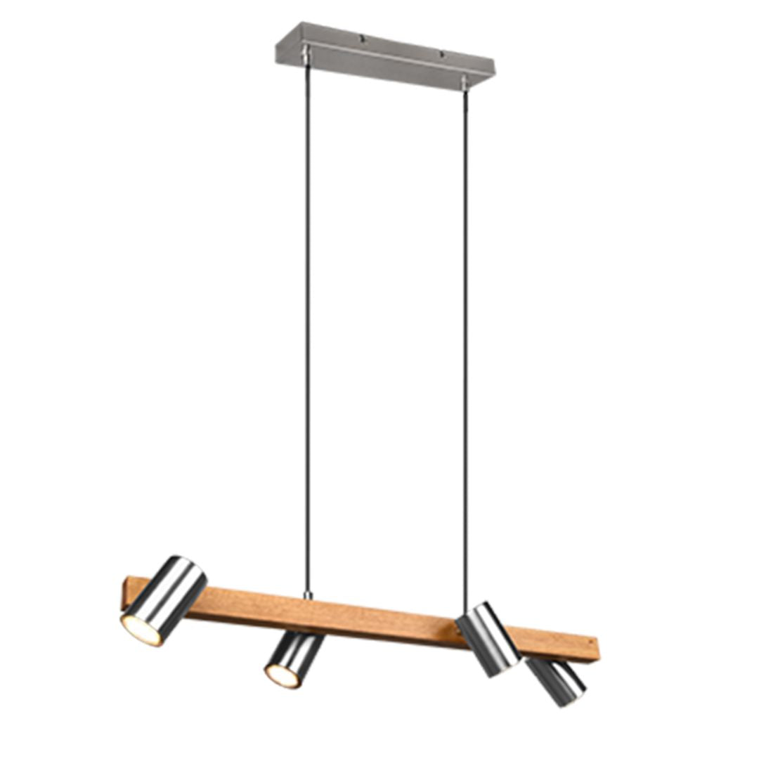 Sospensione lineare in legno e metallo con spot GU10 orientabili art MARLEY