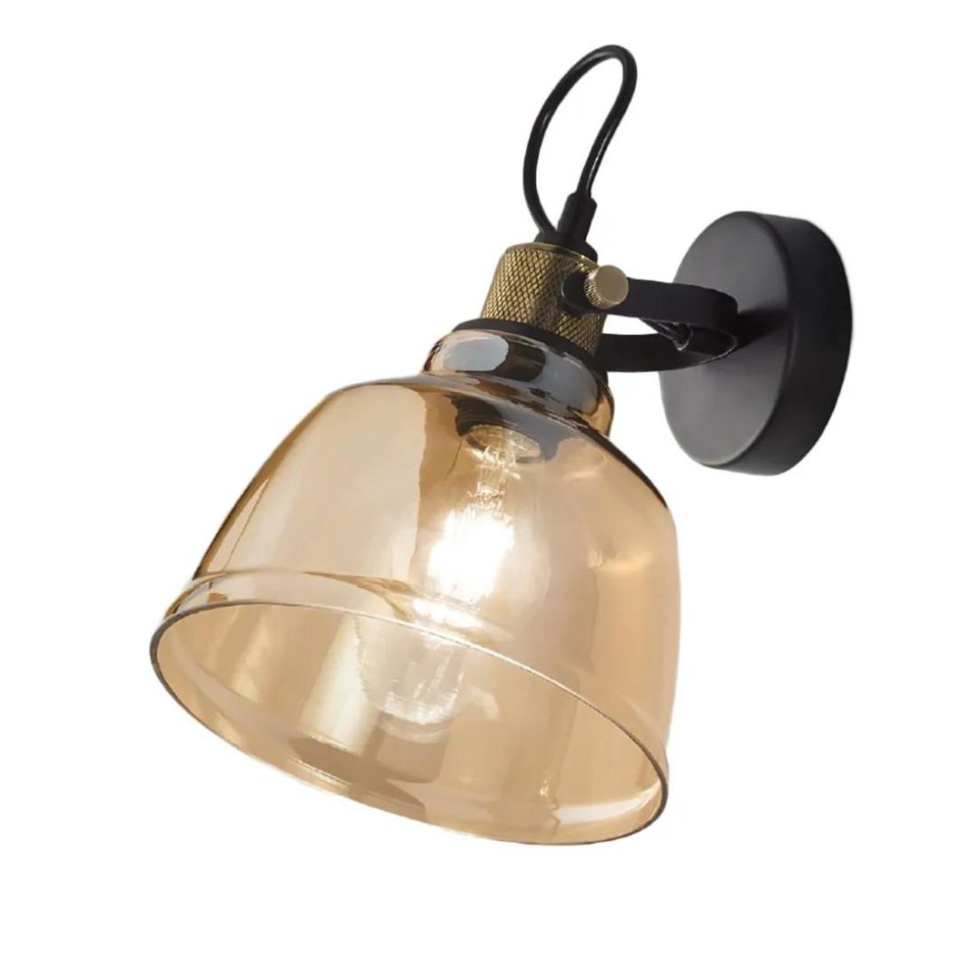Applique in metallo e vetro 1 luce E27 disponibile in 2 colori ambra e fumè art VINTAGE 6842