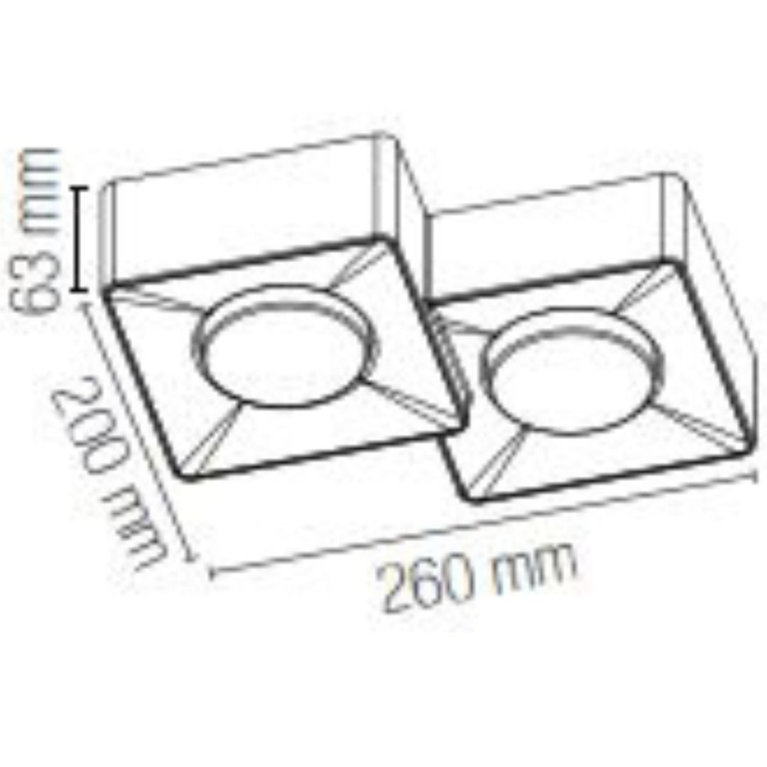 Plafoniera moderna in gesso 2 luci GX53 tonda o squadrata art. ATHEN-PL2