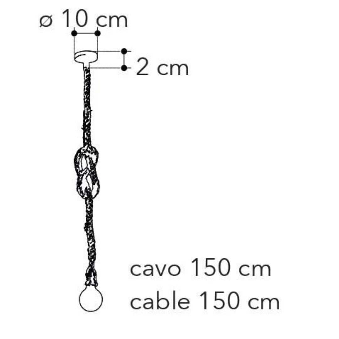 Sospensione in corda di canapa 1 luce E27 stile Industrial - country art.ROPE-S1