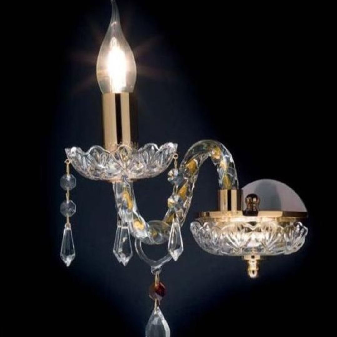 Applique in cristallo trasparente con parti metalli che oro o cromo ad una o due luci art DALLAS AP1 - AP2