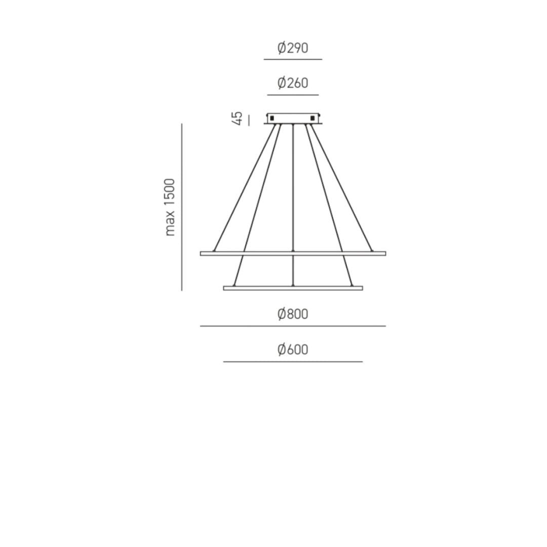 Sospensione anelli led bianco art ERIKA/S2 (Ø60+Ø80) ed art ERIKA/S3 (Ø60+Ø80+Ø100)