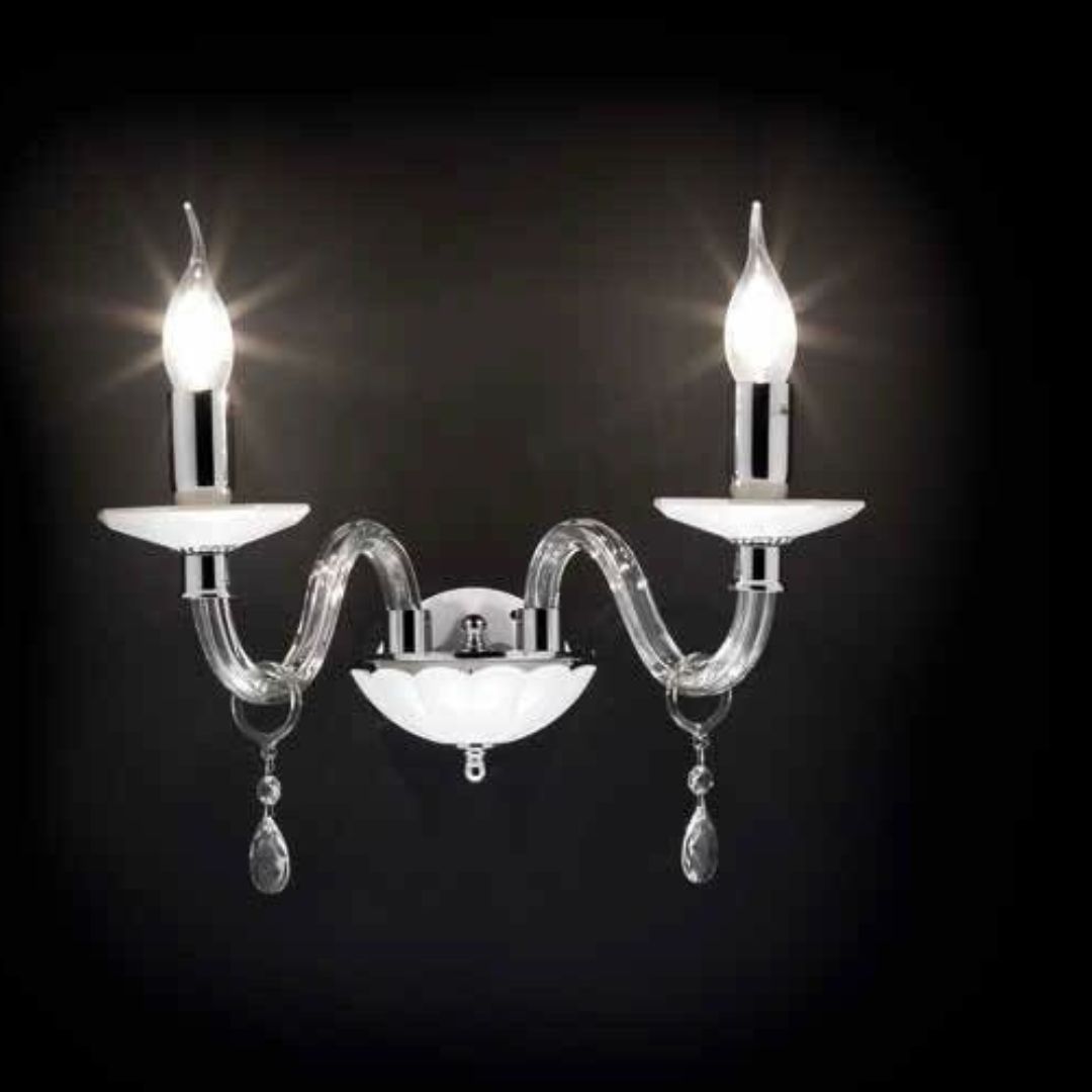 Applique 2 luci in cristallo 4 colorazioni: bianco, fumè, tortora e ottanio art LIVIA/AP2