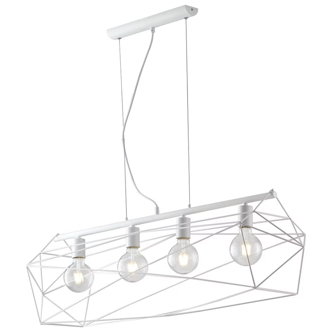 Sospensione moderna industrial 4 luci in metallo oro o bianco art ABRAXAS-S4