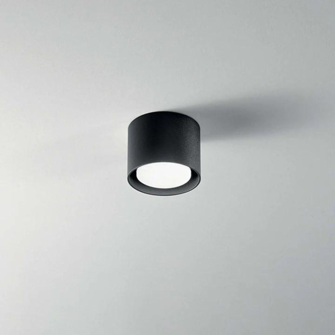 Plafoniera cilindro in alluminio Ø10cm 1 luce GX53 bianco o nero art GEO 6740