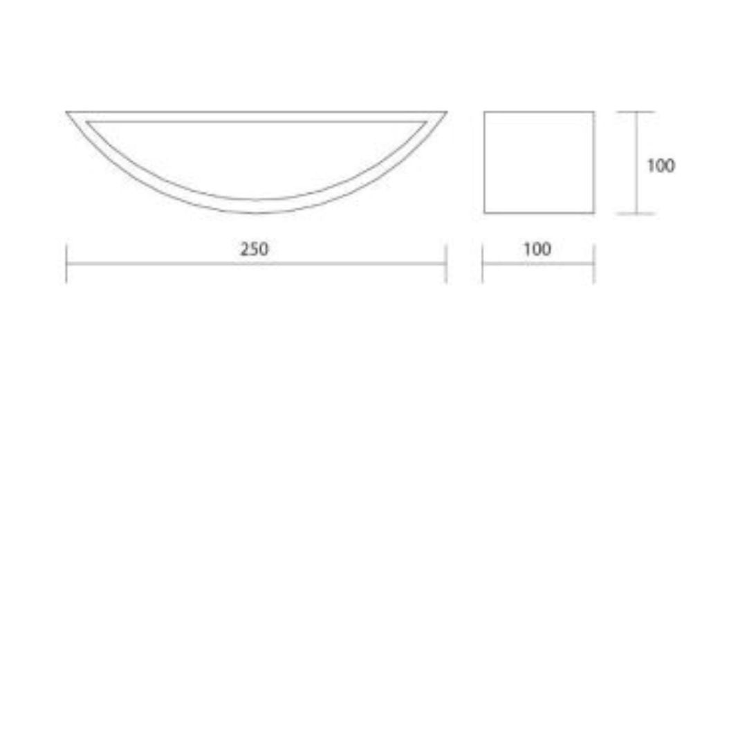 Applique lineare curva in ceramica pitturabile 2 misure art 613 e 615