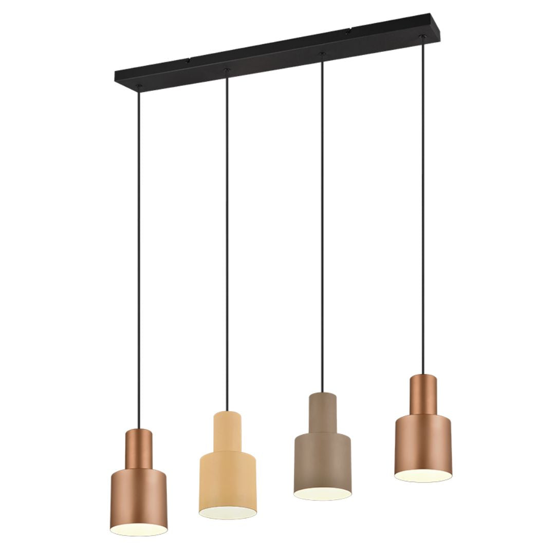 Sosp. su piastra tonda o rettangolare in metallo colori caldi - 3 misure - E27 art AGUDO SOSP