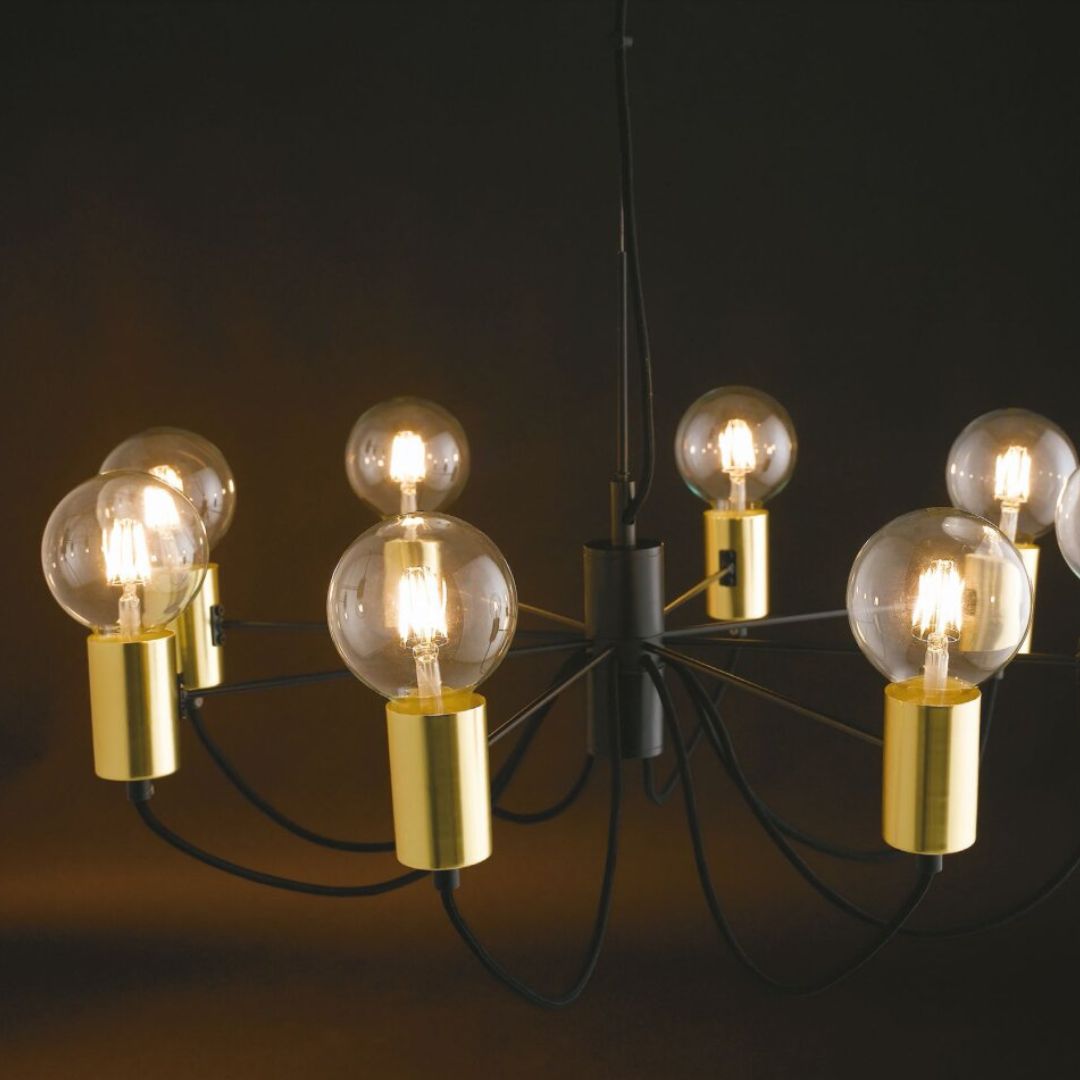 Sospensione in metallo nero e oro stile industrial minimal art AXON-S8 e AXON-S5