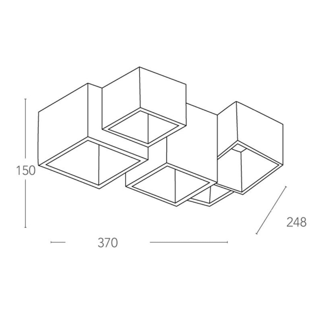 Plafoniera moderna in gesso forma cubica 5 luci GU10 pitturabile art FOSTER-PL5