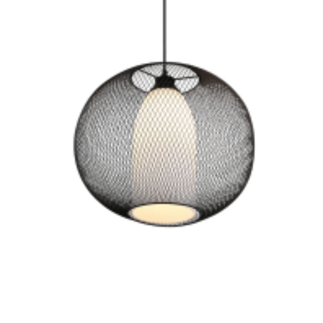 Sospensione sfera Ø40cm in metallo retinato nero con vetro interno bianco - 1xE27 art. FILO
