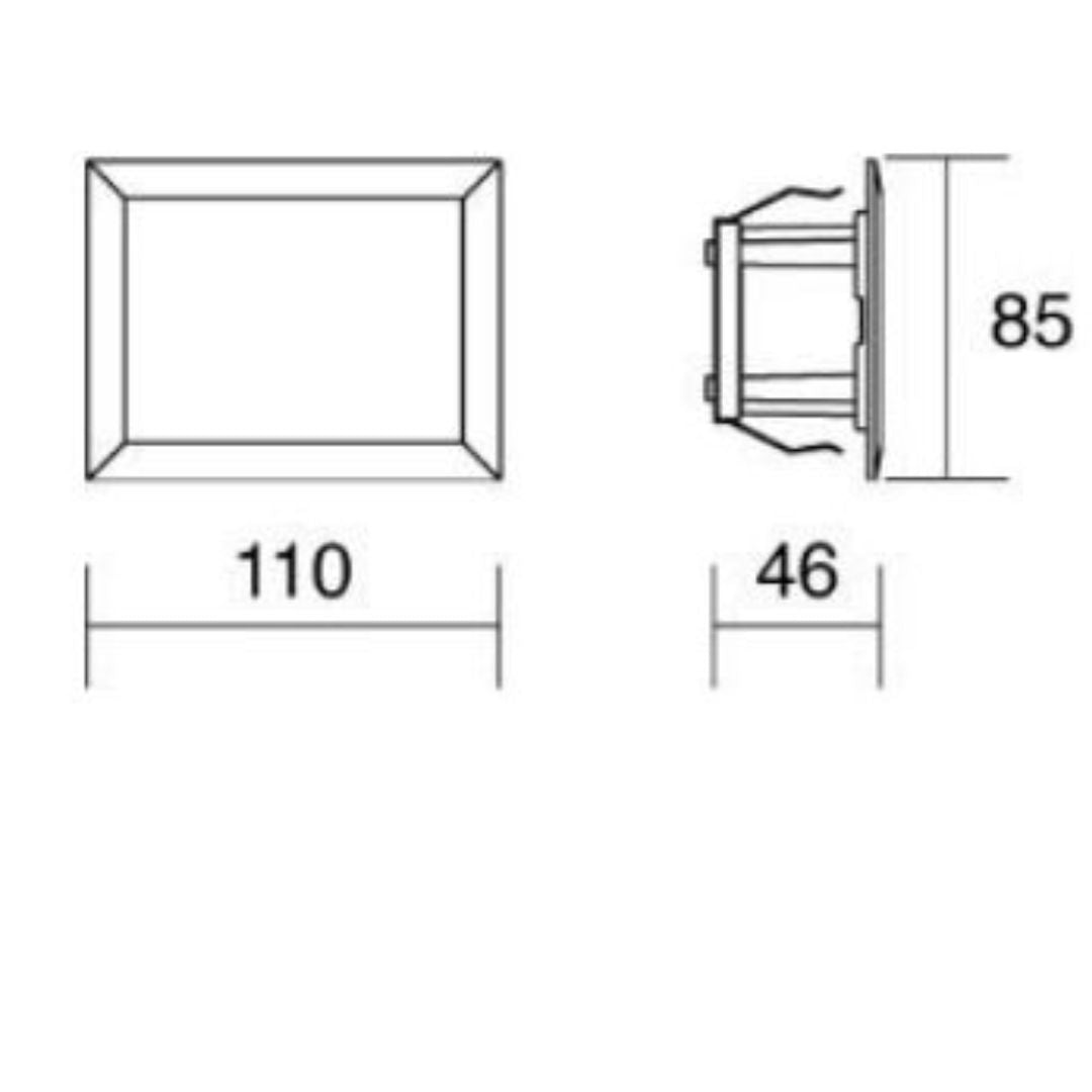Segnapasso Vetronotte incasso da esterno per 503 in vetro IP65 led 3w 3°k o 4°k cod. 550-550N
