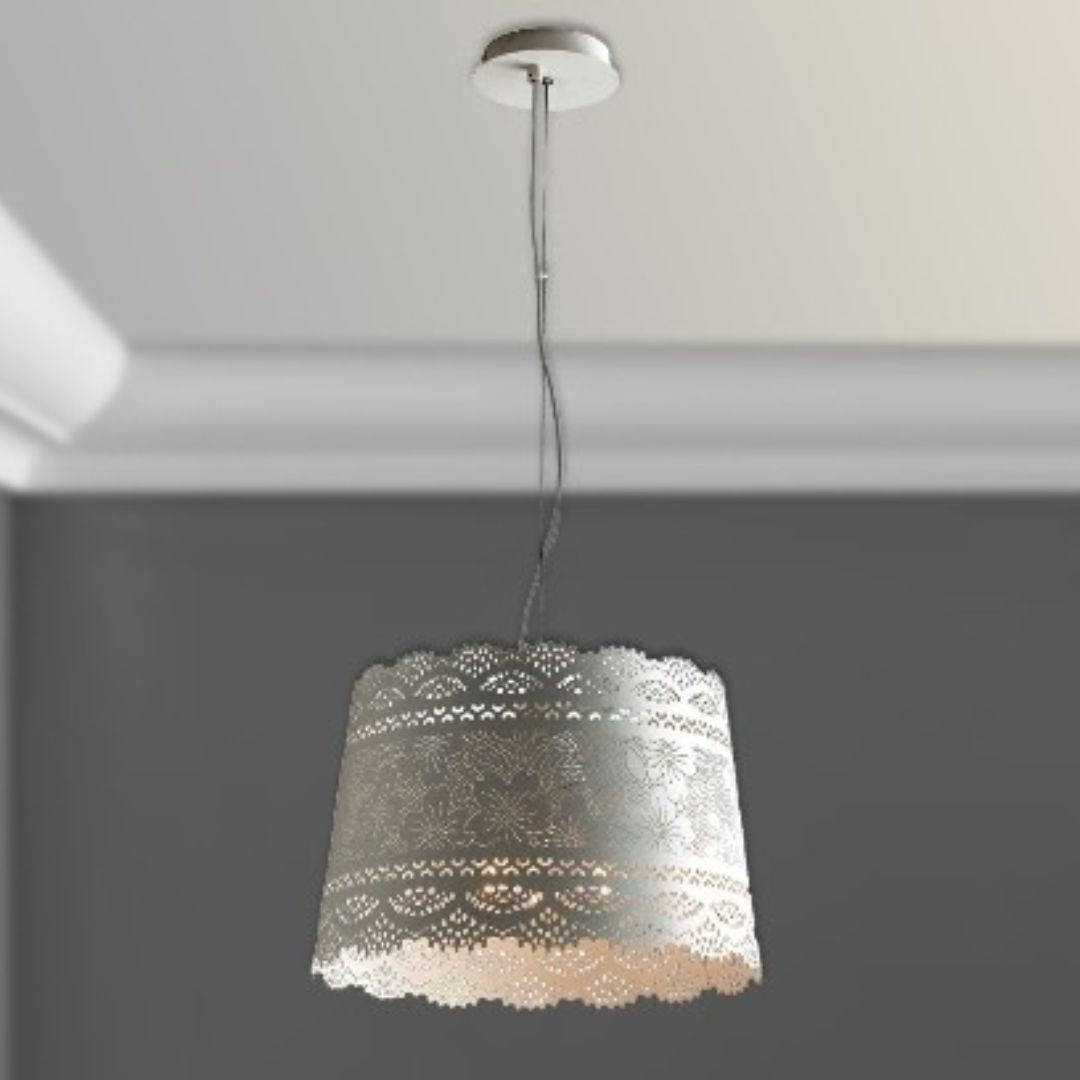 Sospensione in metallo bianco opaco Ø40 cm art CLUNY