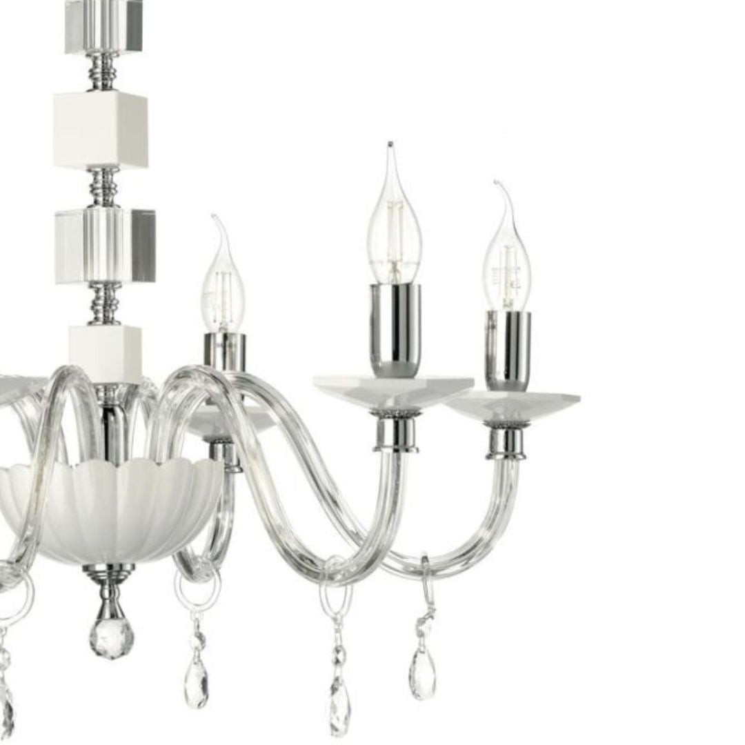 Lampadario in cristallo 12 luci in 4 colorazioni bianco, fumè, tortora e ottanio art LIVIA/S12