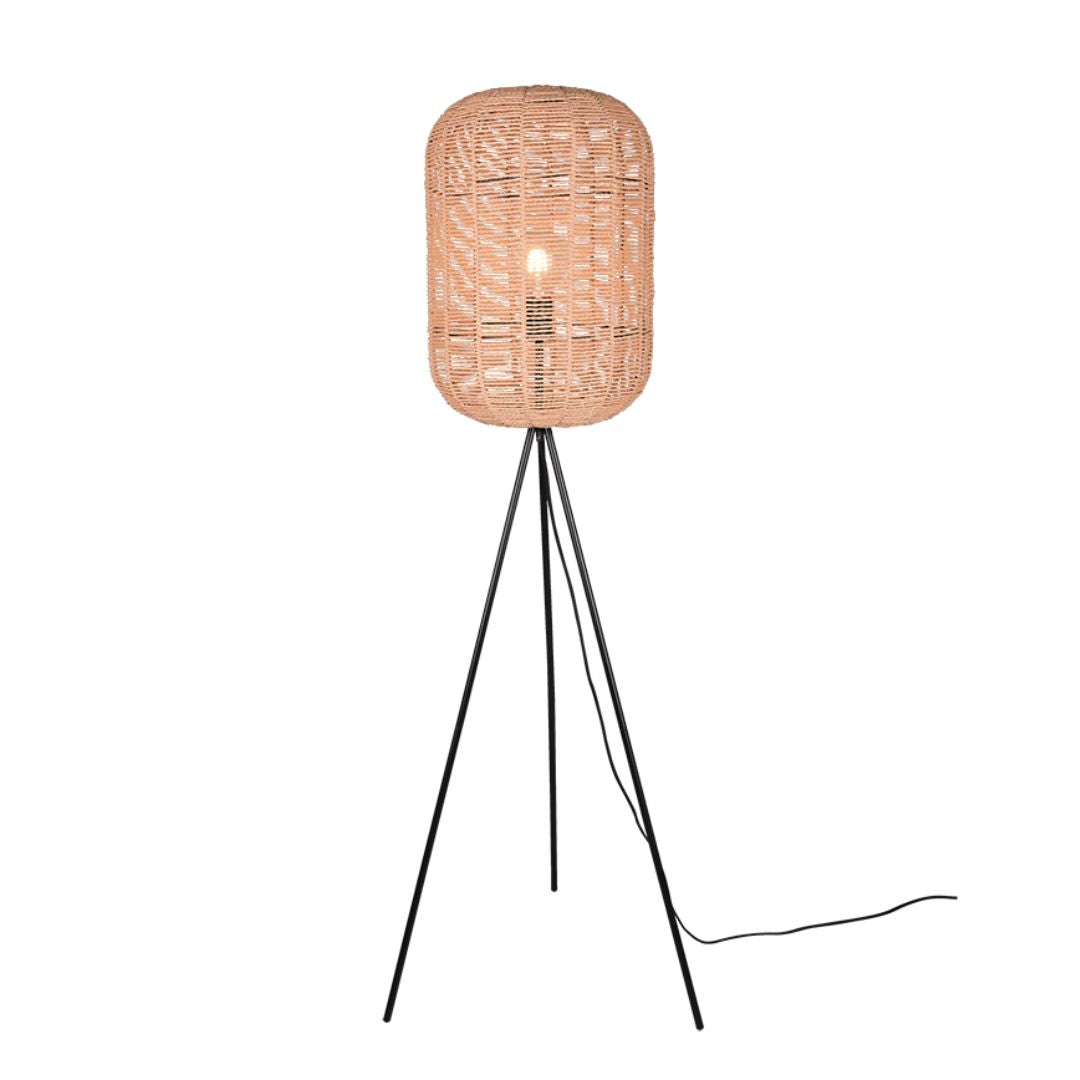 Lampada da terra in corda Ø35cm e tre piedi in metallo nero art RUNA Piantana