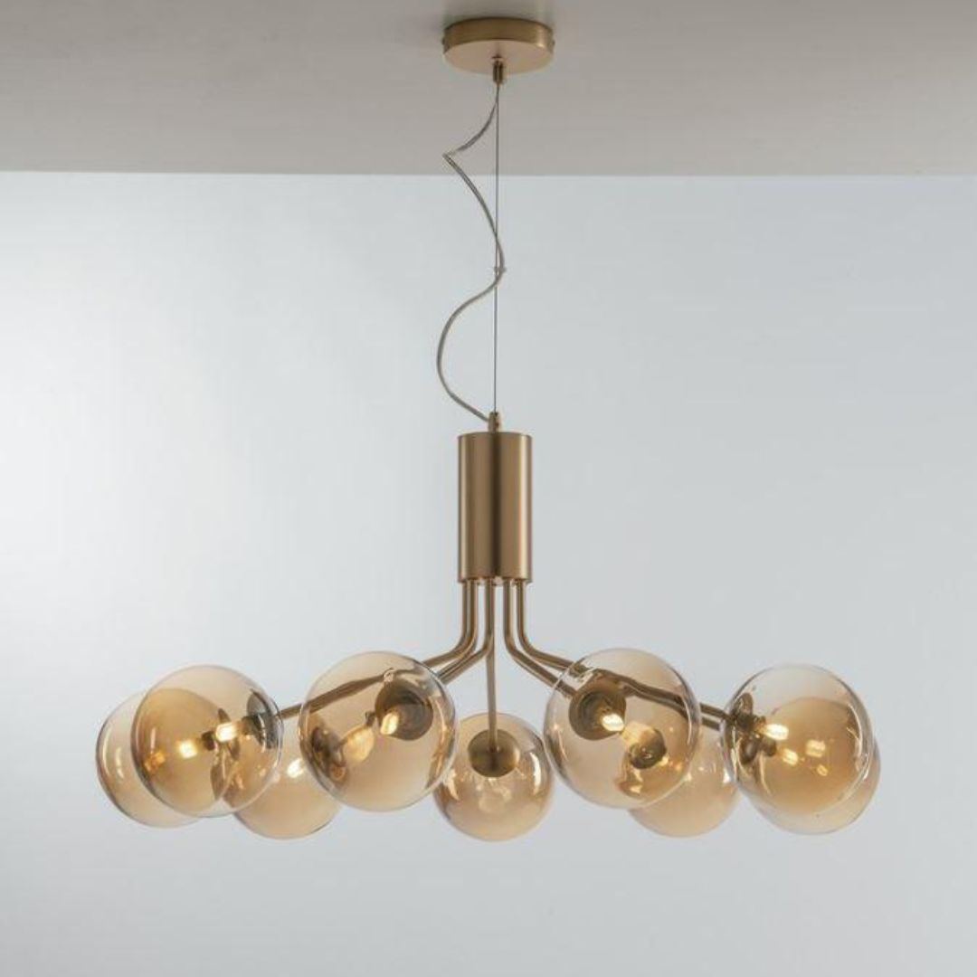 Sospensione in metallo con sfere in vetro 2 colorazioni art HONEY-S9