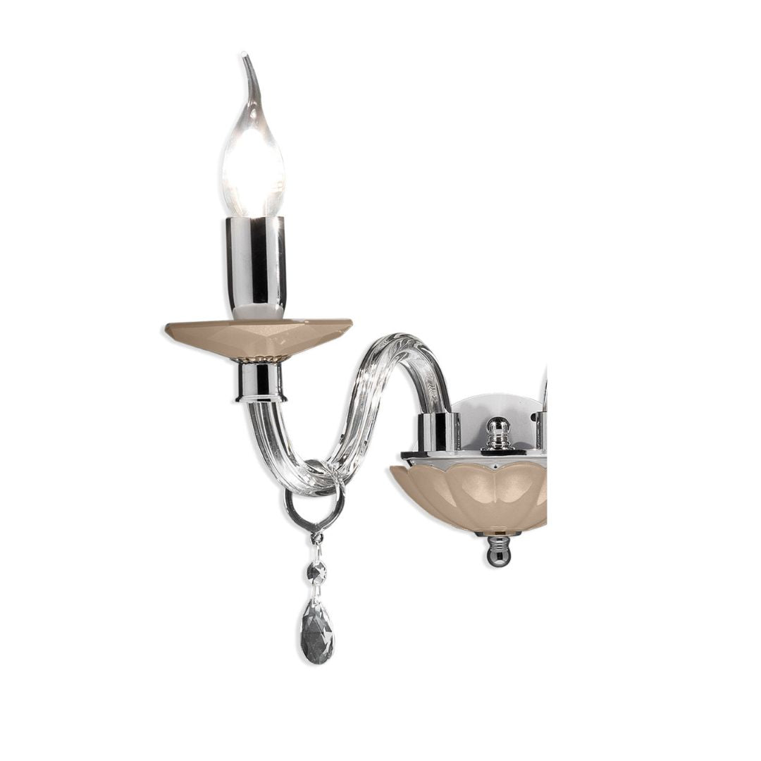 Applique una luce in cristallo 4 colorazioni: bianco, fumè, tortora e ottanio art LIVIA/AP1