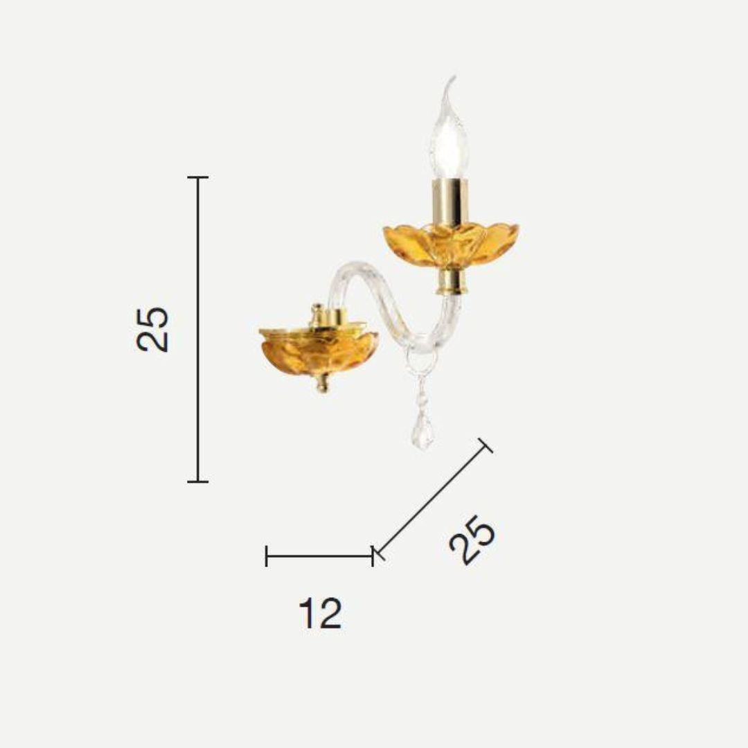 Applique in cristallo ambra e trasparente parti metalliche oro PATRICIA/AP1
