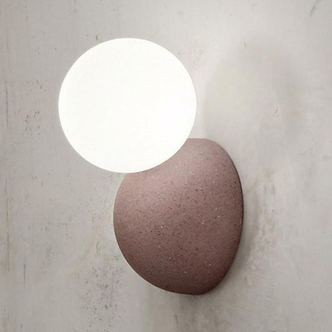 Applique in cemento con sferetta in vetro bianco art ROCK APPL