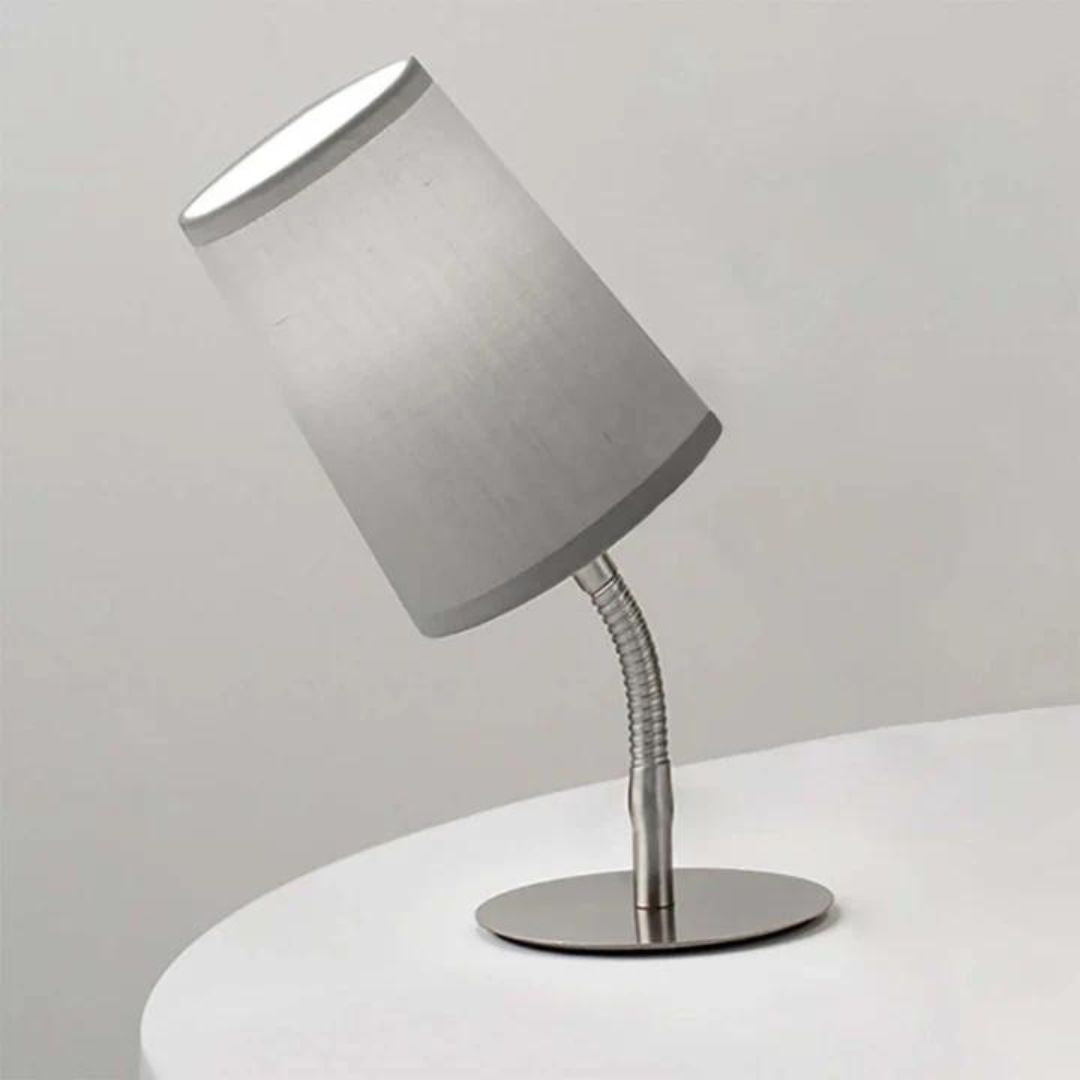 Lume da comodino in metallo snodabile con paralume in tessuto art MASH 6696