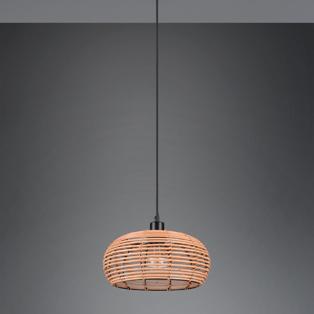 Sosp in legno rattan naturale in due misure Ø30 e Ø50 art INGA